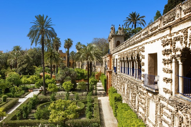 A sevillai Alcázar palotában ne feledjük a kerteket is megnézni
