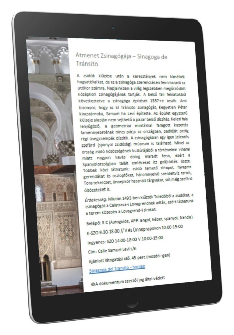 Toledo Utasellátó útikalauz – Tránsito zsinagóga
